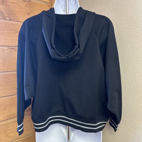 NWT Jet Set Medium Lurex Black Full Zip Hoodie Jacket Cotton Blend Italy - Picture 3 of 12